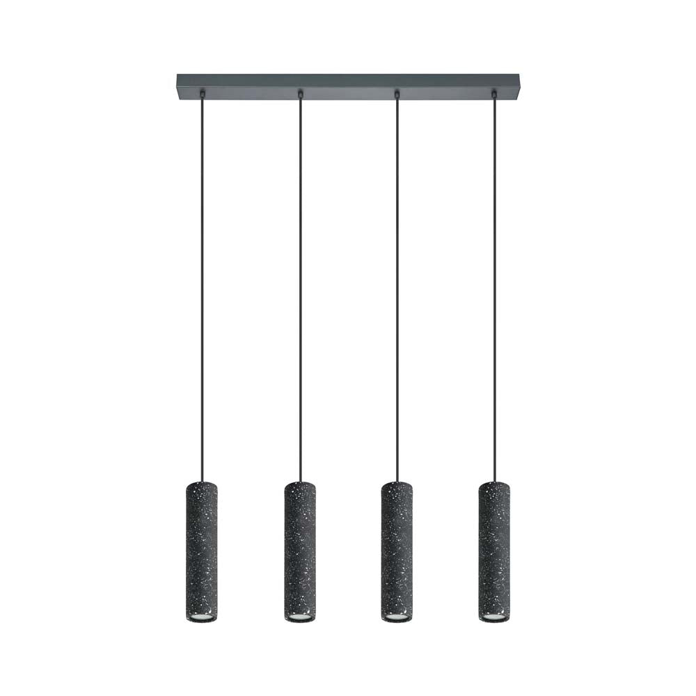 LUMINARIO COLGANTE MENTALONA DE 4 LUCES ACERO ANTRACUTA TERRAZO NEGRO BLANCO GU10 4X3W INLCUYE FOCOS