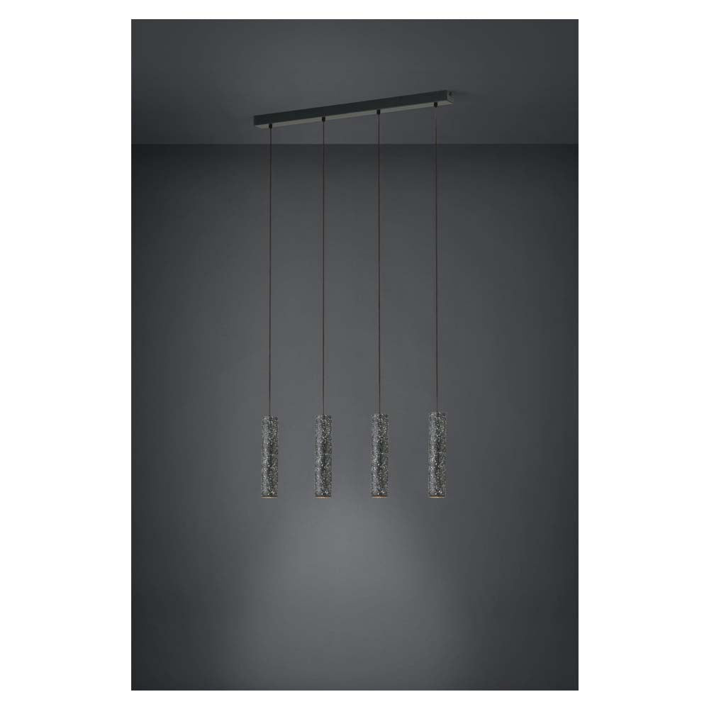 LUMINARIO COLGANTE MENTALONA DE 4 LUCES ACERO ANTRACUTA TERRAZO NEGRO BLANCO GU10 4X3W INLCUYE FOCOS