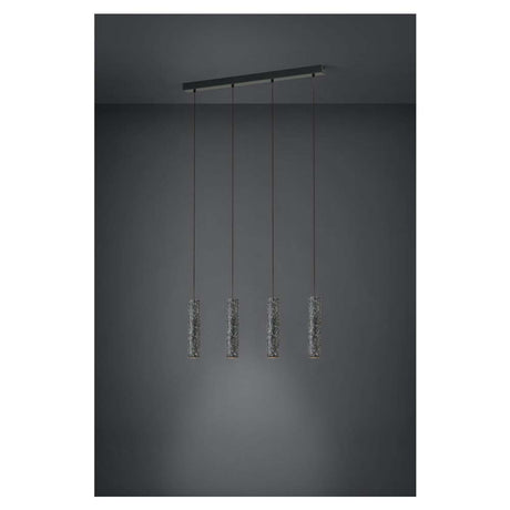 LUMINARIO COLGANTE MENTALONA DE 4 LUCES ACERO ANTRACUTA TERRAZO NEGRO BLANCO GU10 4X3W INLCUYE FOCOS