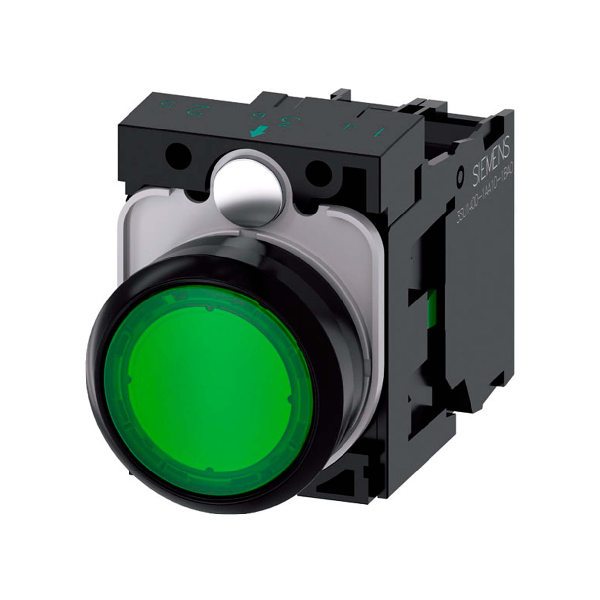 PULSADOR LUMINOSO 22 MM REDONDO PLÁSTICO VERDE BOTÓN RASANTE MOMENTÁNEO CON SOPORTE 1 NA MÓDULO DE LED CON LED INTGR. 24 V AC/DC 3SU11020AB401BA0 ANTECESOR 3SB32470AA41