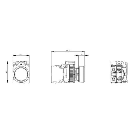 PULSADOR LUMINOSO 22 MM REDONDO PLÁSTICO AMARILLO BOTÓN RASANTE MOMENTÁNEO CON SOPORTE 1 NA MÓDULO DE LED CON LED INTGR. 110 V AC 3SU11030AB301BA0 ANTECESOR 3SB32510AA31