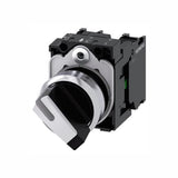 SELECTOR ILUMINABLE 22 MM REDONDO METAL BRILLANTE BLANCO SELECTOR CORTO 2 POSICIONES O-I SOSTENIDO ÁNGULO DE MANIOBRA 90 CON SOPORTE 1 NA 1NC 3SU11502BF601MA0 ANTECESOR 3SB36012KA11
