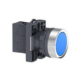 PULSADOR LUMINOSO 22 MM REDONDO METAL BRILLANTE AZUL BOTÓN RASANTE MOMENTÁNEO CON SOPORTE 1 NA MÓDULO DE LED CON LED INTEGRADO 24 V AC/DC 3SU11520AB501BA0 ANTECESOR 3SB36470AA51