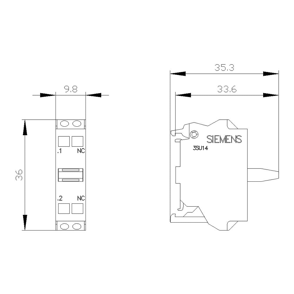 MODULO DE CONTACTOS C/1 CONTACTO 1NC BORNES DE RESORTE P/FIJACION A BASE PEDIDO MCA SIEMENS
