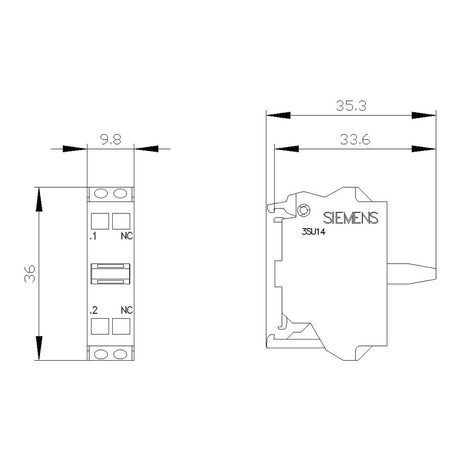 MODULO DE CONTACTOS C/1 CONTACTO 1NC BORNES DE RESORTE P/FIJACION A BASE PEDIDO MCA SIEMENS