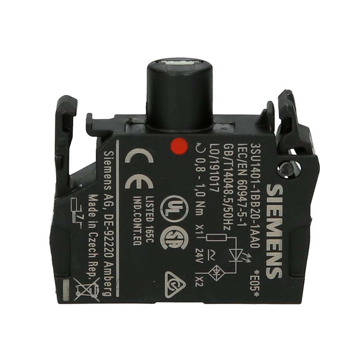 MÓDULO DE LED CON LED INTGRADO 24 V AC/DC ROJO  PARA FIJACIÓN EN PLACA FRONTAL 3SU14011BB201AA0 ANTECESOR 3SB34001PB