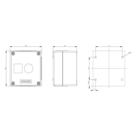 CAJA P/APARATOS DE MANDO 22 MM  REDONDO COLOR GRIS  3SU1801-0AA00-0AB1 SIEMENS