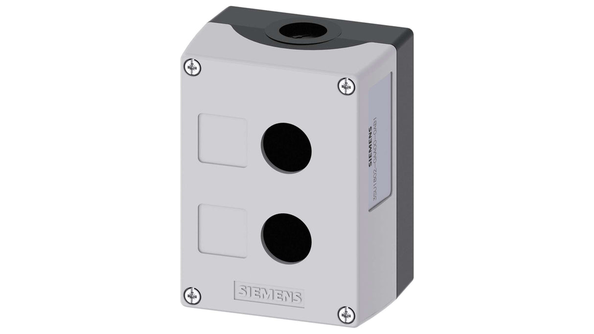 CAJA BOTONERA SIEMENS DE MANDO 22MM DE PLASTICO GRIS 2 PERFORACIONES 3SU18020AA000AB1