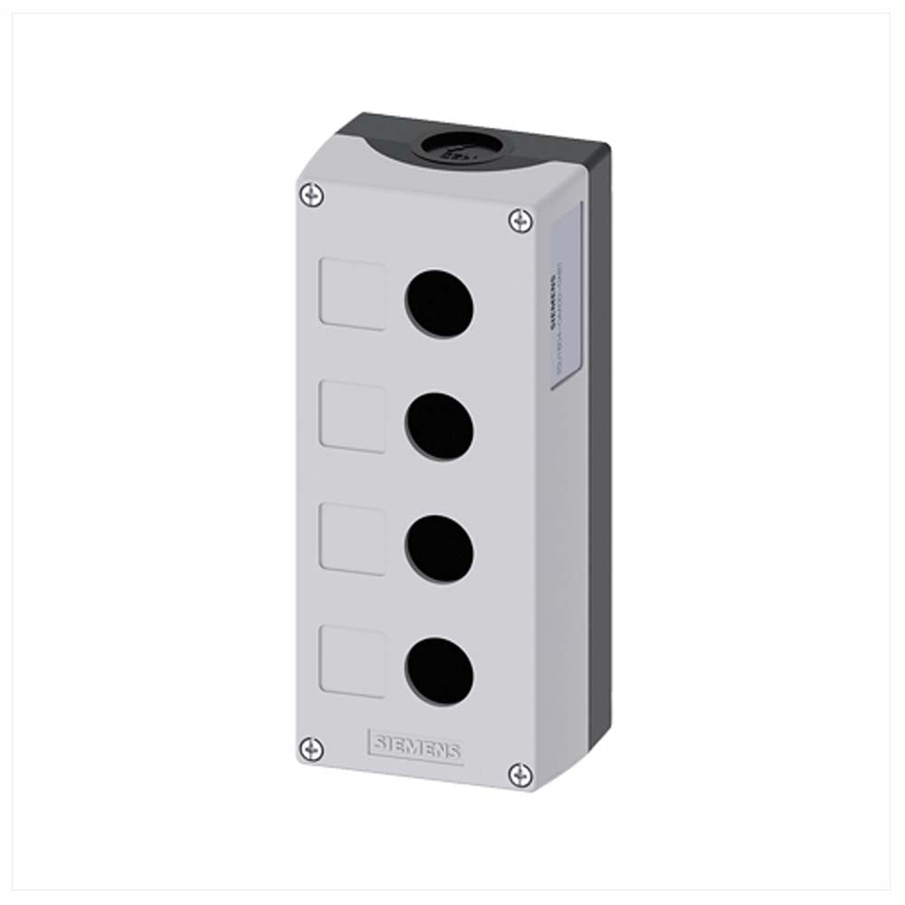 CAJA BOTONERA DE MANDO SIEMENS 22MM DE PLASTICO GRIS 4 PERFORACIONES 3SU18040AA000AB1