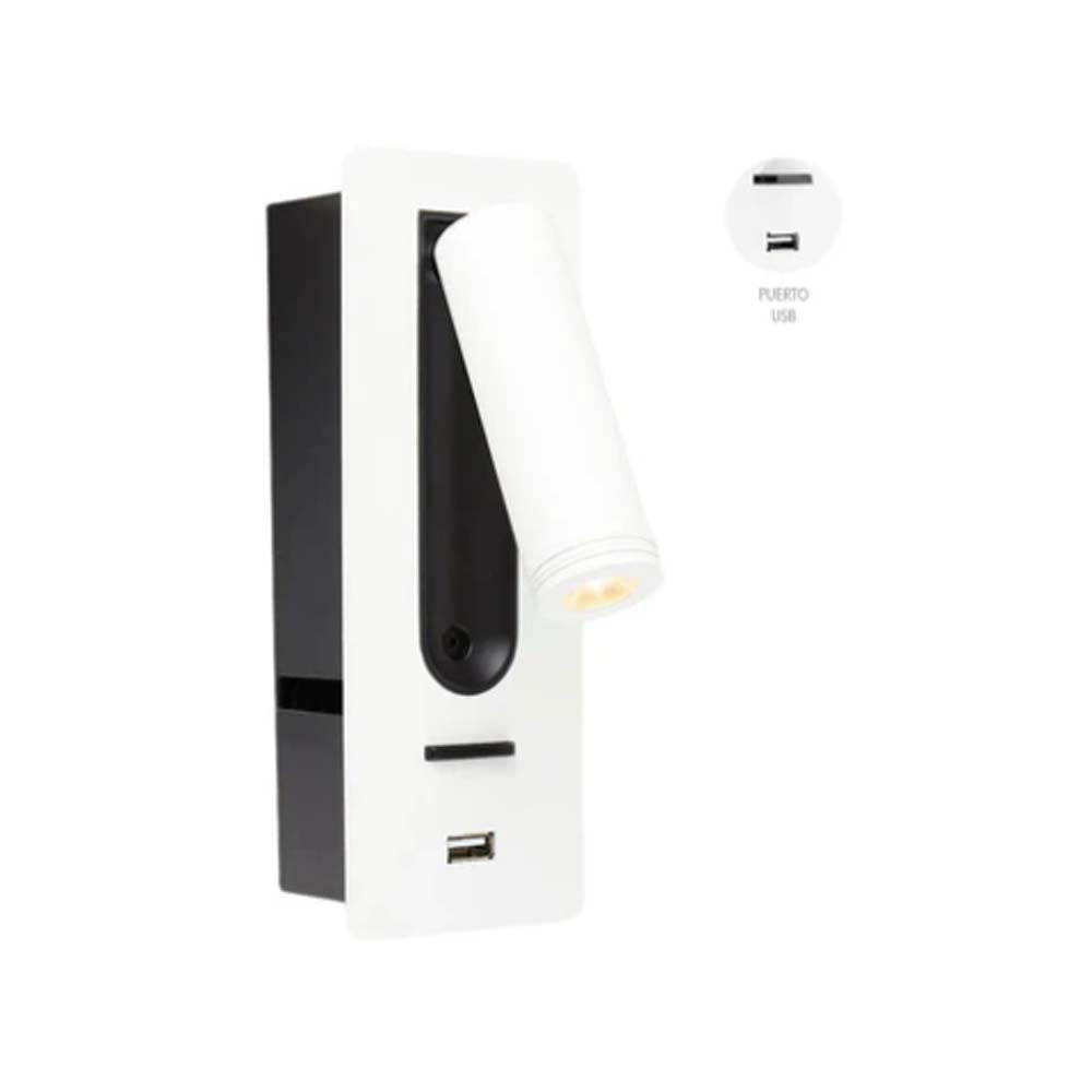 LÁMPARA DE LECTURA EMPOTRABLE LED TECNOLITE 3.4W LUZ SUAVE CÁLIDA AJUSTABLE ***TECNOLITE HAE***