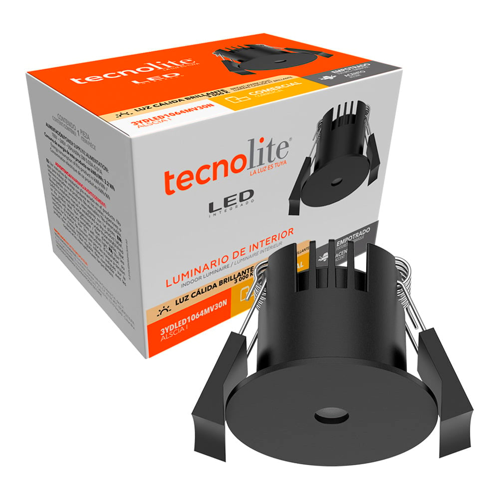 LUMINARIO INT EMPOTRADO LED 3W 30K NEGRO