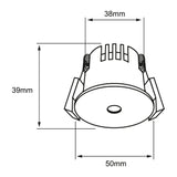 LUMINARIO INT EMPOTRADO LED 3W 30K NEGRO