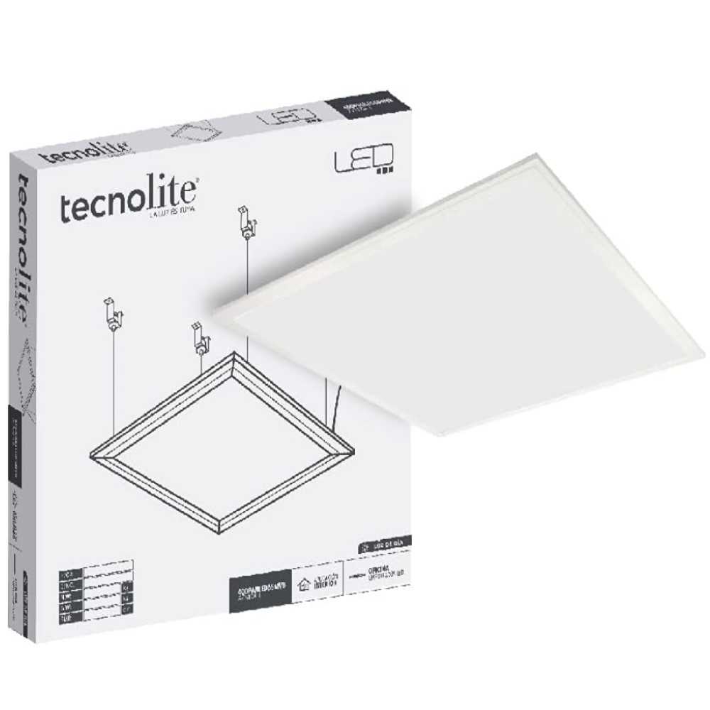 PANEL DE LED 60X60CM 40W 127V LUZ BLANCA NEUTRA 3000LM MCA TECNOLITE ***NO INCLUYE KIT DE SUSPENSION***