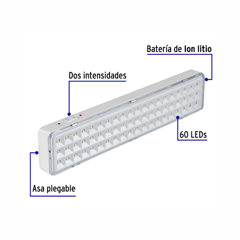 LAMPARA EMERGENCIA RECARGABLE 3W/120-240V. 300LM LAE-60 43008 TRUPER