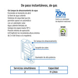CALENTADOR PASO INSTANTANEO 11L/MIN GAS LP 1 1/2 SERV. 43050 CALE-11I FOSET