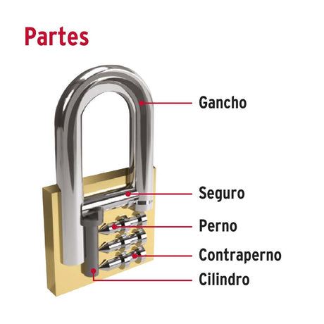 CANDADO DE LATON 40MM GANCHO CORTO LLAVE PUNTOS BLISTER MCA TRUPER HERMEX