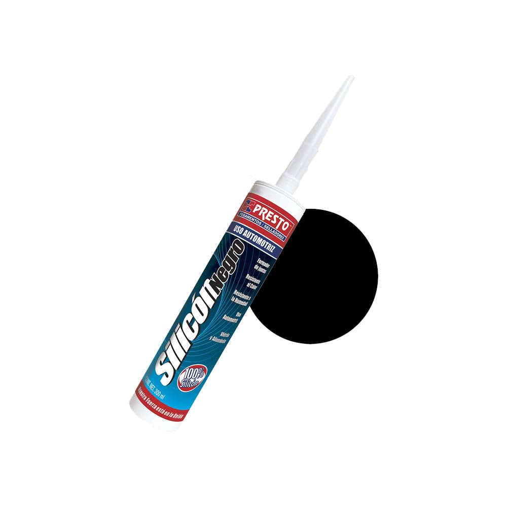 SILICON NEGRO USO AUTOMOTRIZ COLOR NEGRO RTV 300ML PRESTO