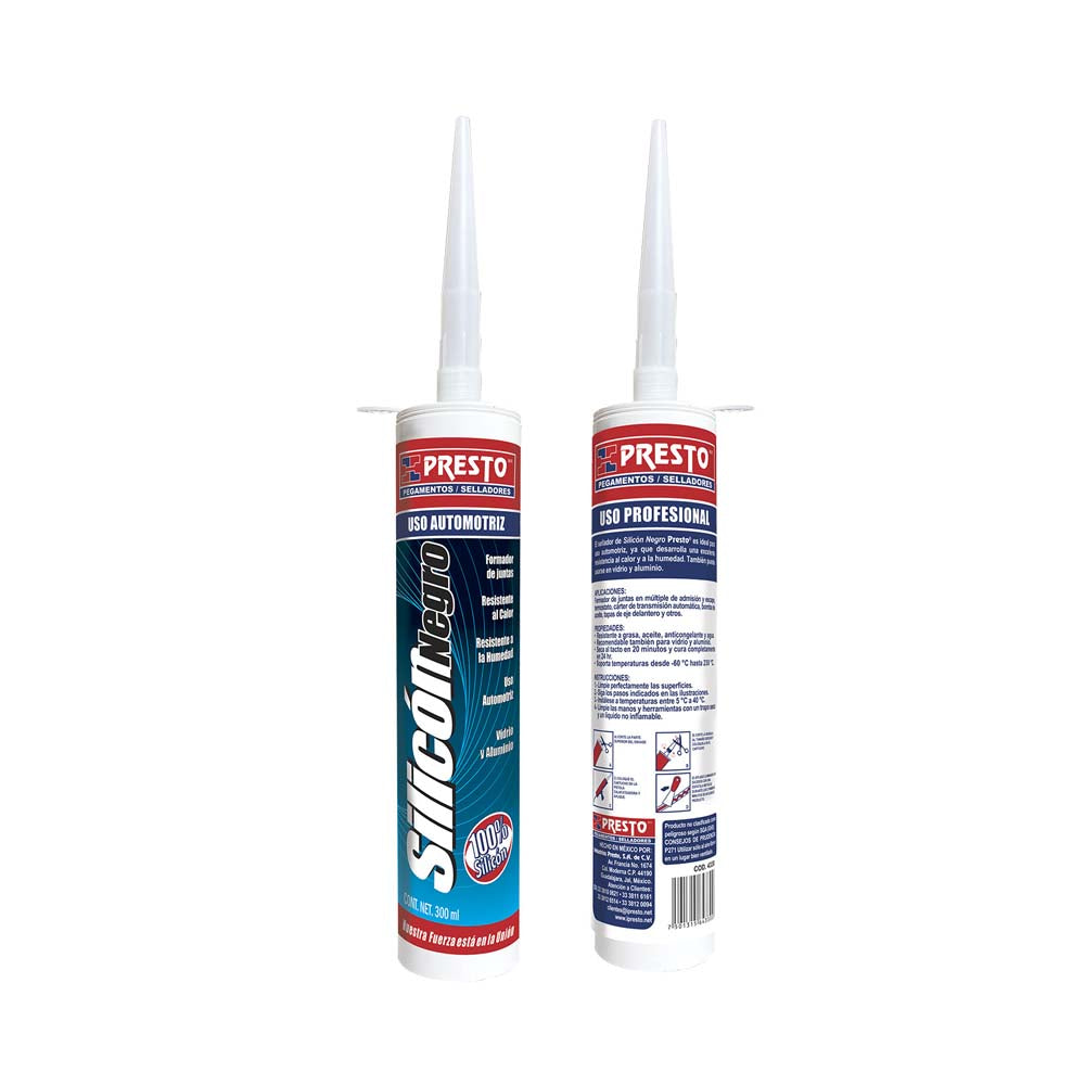 SILICON NEGRO USO AUTOMOTRIZ COLOR NEGRO RTV 300ML PRESTO