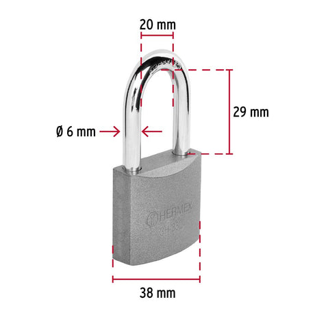 CANDADO DE HIERRO 38MM LARGO MCA TRUPER HERMEX