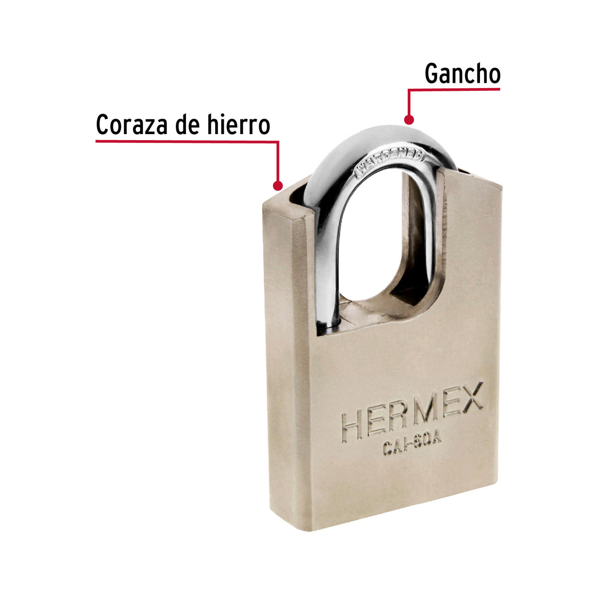 CANDADO ACERO MAXIMA SEGURIDAD 60X37X22X11MM. SEG. 10 LLAVE ANTIGANZUA CAI-60A 43335 TRUPER HERMEX