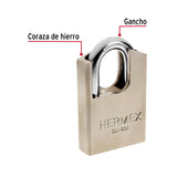 CANDADO ACERO MAXIMA SEGURIDAD 60X37X22X11MM. SEG. 10 LLAVE ANTIGANZUA CAI-60A 43335 TRUPER HERMEX