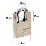 CANDADO ACERO MAXIMA SEGURIDAD 60X37X22X11MM. SEG. 10 LLAVE ANTIGANZUA CAI-60A 43335 TRUPER HERMEX