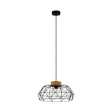 LUMINARIA COLGANTE  PADSTOW BASE E26 MADERA Y NEGRO *** HA. LUMI ***