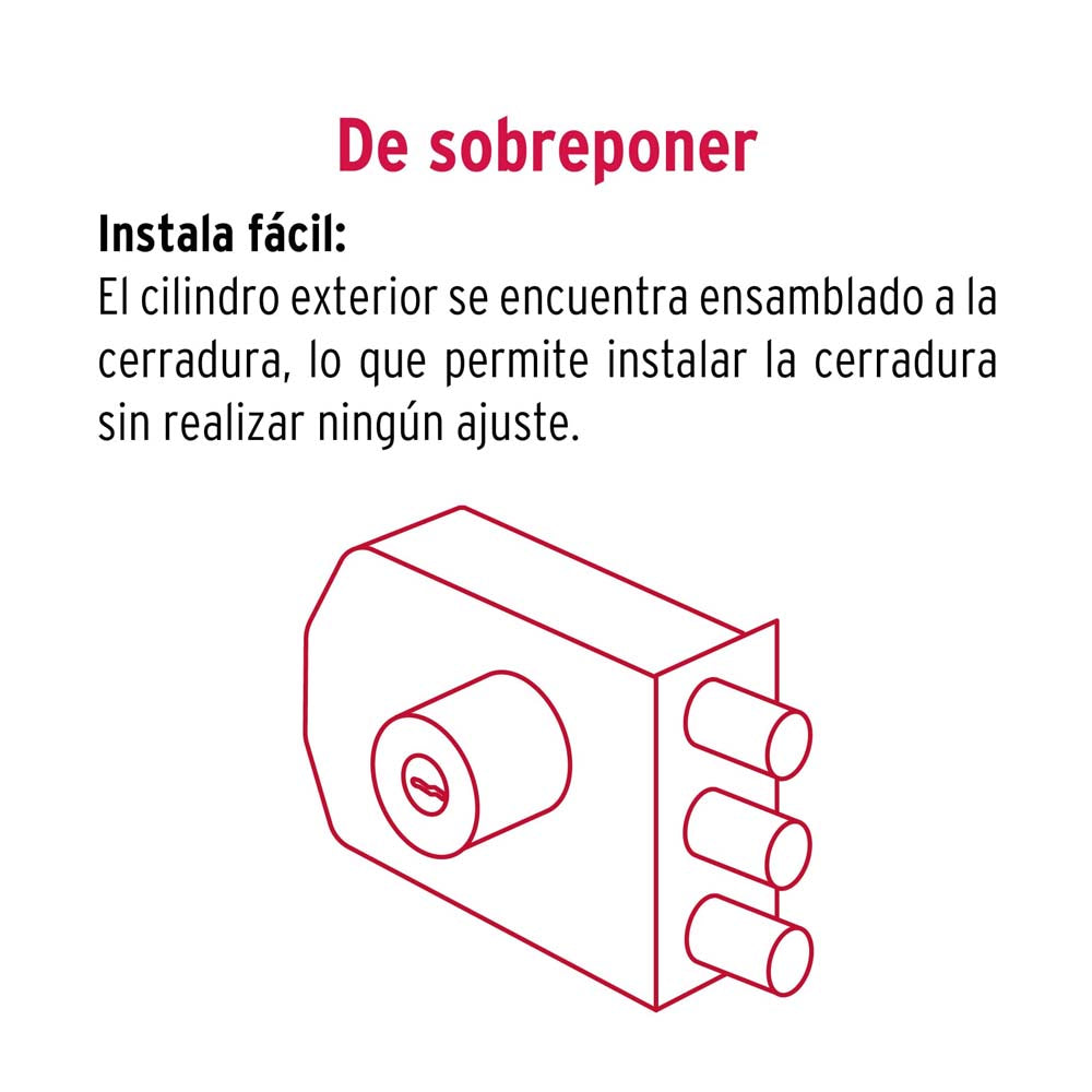 CERRADURA DE SOBREPONER 3 BARRAS INSTALA-FACIL LLAVE PUNTOS