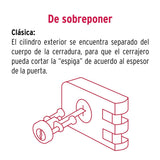 CERRADURA DE SOBREPONER DOBLE CILINDRO DERECHA MCA TRUPER HERMEX