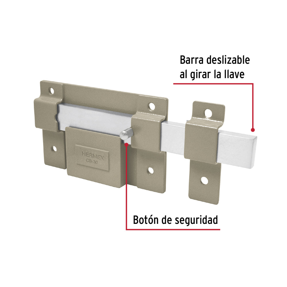 CERRADURA BARRA FIJA CILINDRO EXTERIOR MCA TRUPER HERMEX