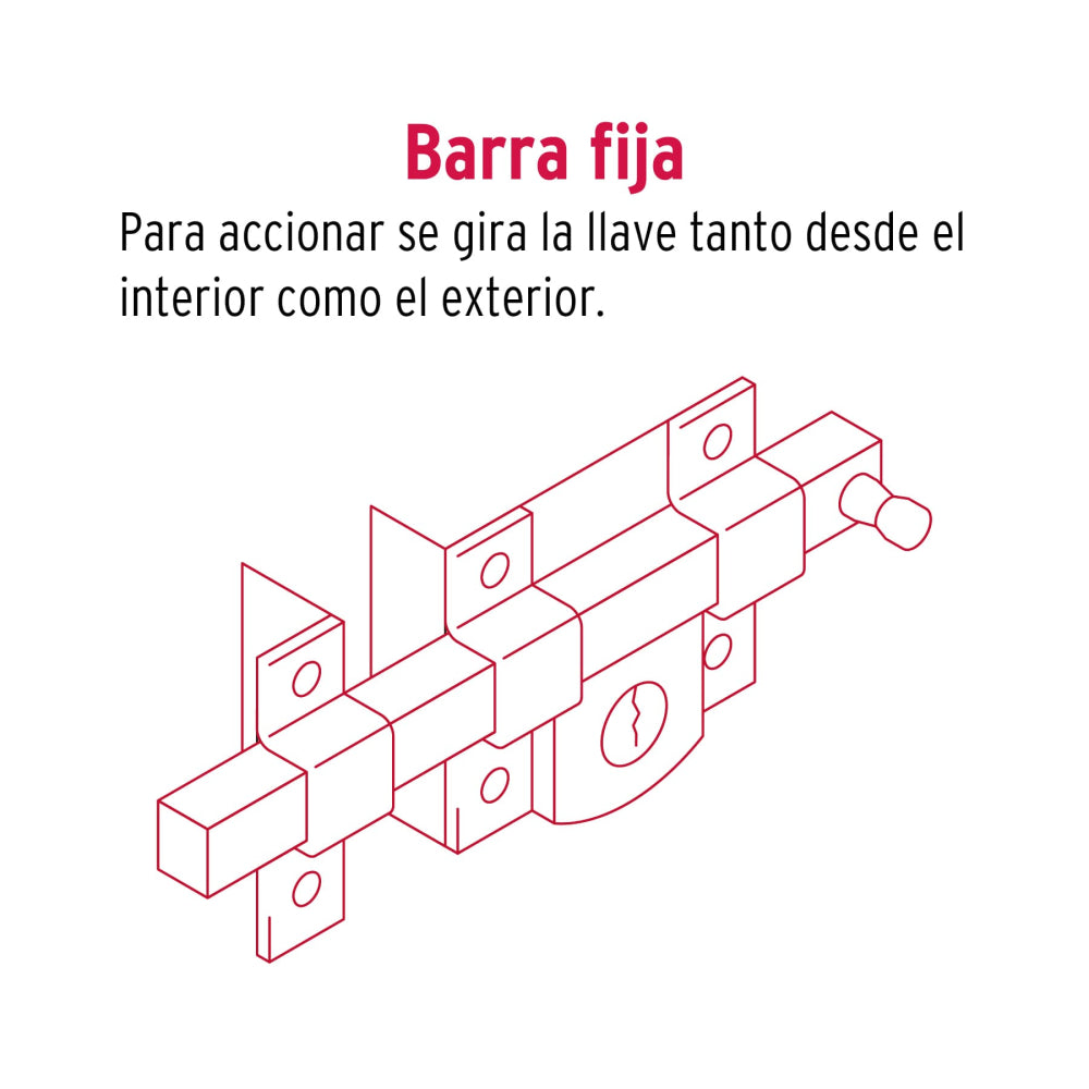 CERRADURA BARRA FIJA CILINDRO EXTERIOR MCA TRUPER HERMEX