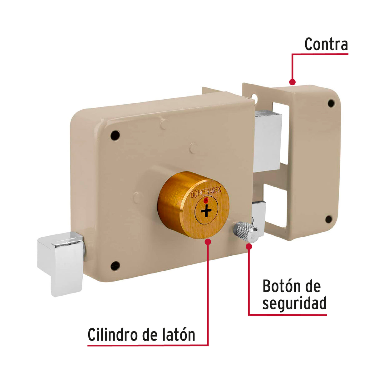 CERRADURA SOBREP. CLASICA DER. HERMEX