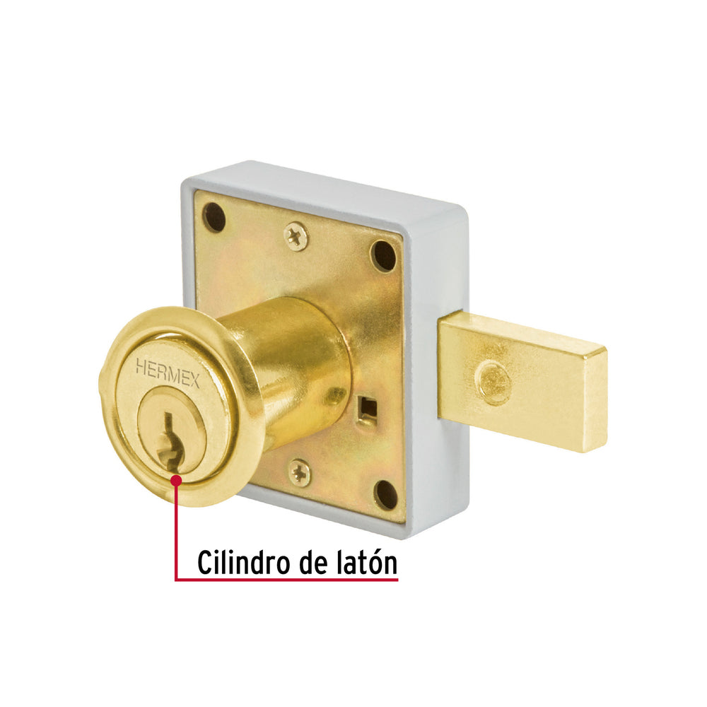 CERRADURA PARA MUEBLE MODELO 26 LATON MCA TRUPER HERMEX