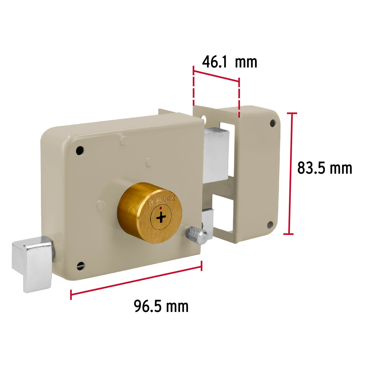 CERRADURA DE SOBREPONER CLASICA INSTALA-FACIL TETRA DERECHA MCA TRUPER HERMEX *** SIMILAR 43576 ***