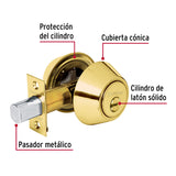 CERROJO LATON BRILLANTE DOBLE CILINDRO MCA TRUPER HERMEX *** SIMILAR 23610 ***