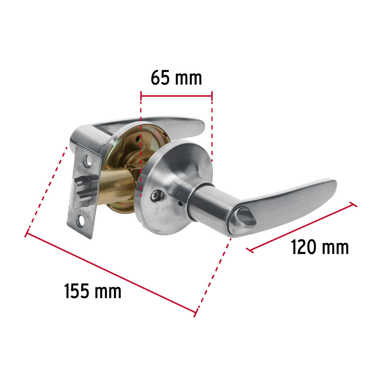 CERRADURA MANIJA CILINDRO LATON CROMO MATE RECAMARA MCA TRUPER HERMEX