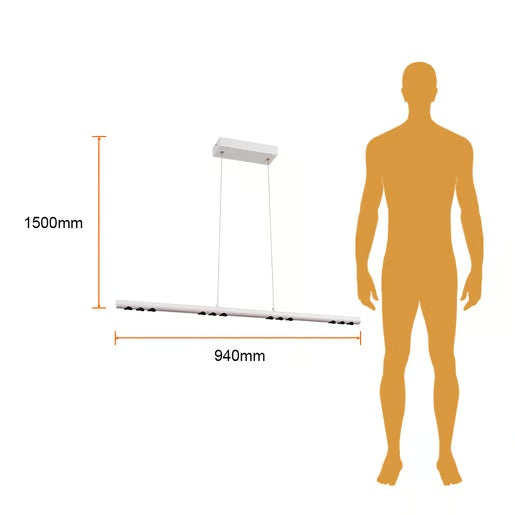 LAMPARA LINEAL COLGANTE LED METAL 94CM 43W LUZ CALIDA BRILLANTE IRC90 NO ATENUABLE 43CTLLED173MV30B