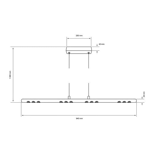 LAMPARA LINEAL COLGANTE LED METAL 94CM 43W LUZ CALIDA BRILLANTE IRC90 NO ATENUABLE 43CTLLED173MV30B