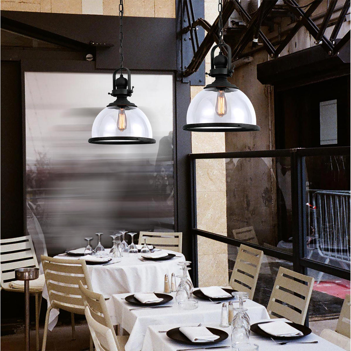 LUMINARIO COLGANTE DE CRISTAL TIPO CAMPANA 1X60W S/ FOCO ACABADO NEGRO MCA STRATTO