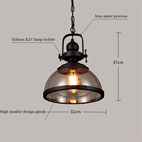 LUMINARIO COLGANTE DE CRISTAL TIPO CAMPANA 1X60W S/ FOCO ACABADO NEGRO MCA STRATTO