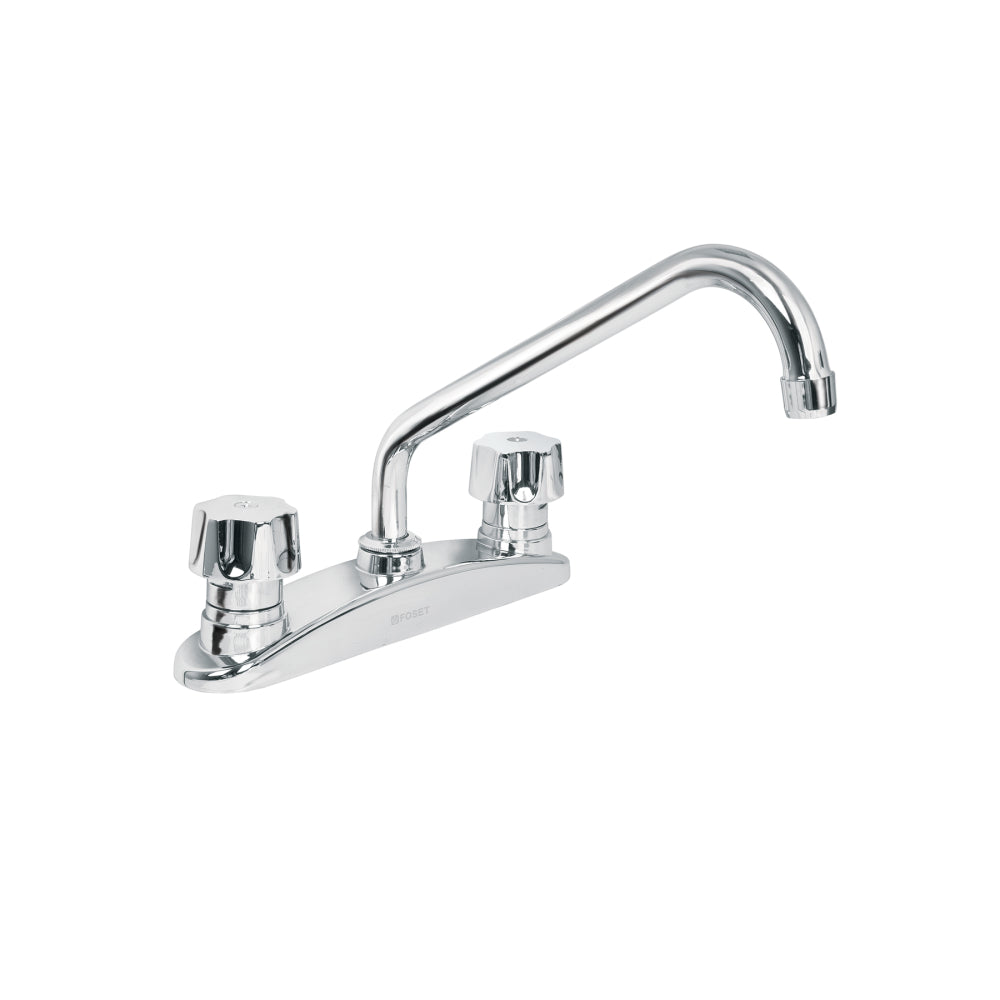 MEZCLADORA DE FREGADERO METALICA BASE CURVA FOSET AQUA