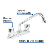 MEZCLADORA DE FREGADERO METALICA BASE CURVA FOSET AQUA