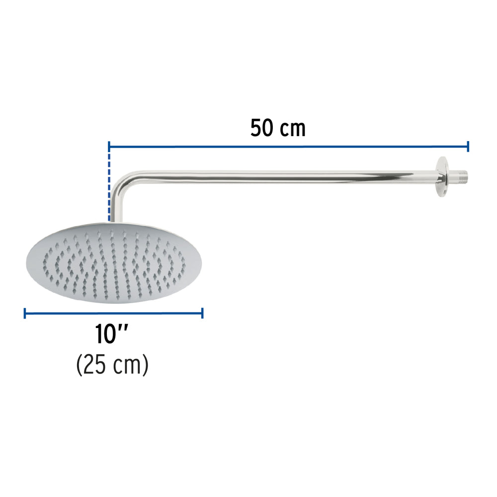 REGADERA REDONDA ACERO INOXIDABLE 10" CROMADA FOSET RIVIERA