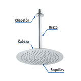 REGADERA REDONDA ACERO INOXIDABLE 12" CROMADA FOSET RIVIERA