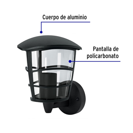 ARBOTANTE TIPO FAROL SUSPENDIDO 60W/127V. DISEÑO MODERNO ARB-105S 45092 TRUPER