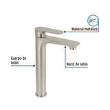 MONOMANDO SATIN CUELLO ALTO PARA LAVABO 30X25X20CM FOSET RIVIERA