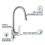 MEZCLADORA PARA FREGADERO CON MANGUERA EXTRAIBLE FOSET RIVIERA