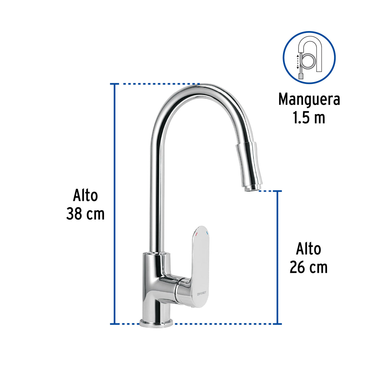 MEZCLADORA PARA FREGADERO CON MANGUERA EXTRAIBLE FOSET RIVIERA