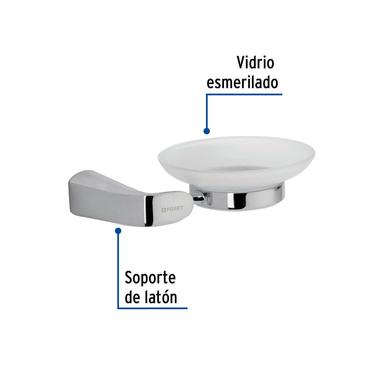 JABONERA CON PLATO DE VIDRIO CROMADO FOSET RIVIERA