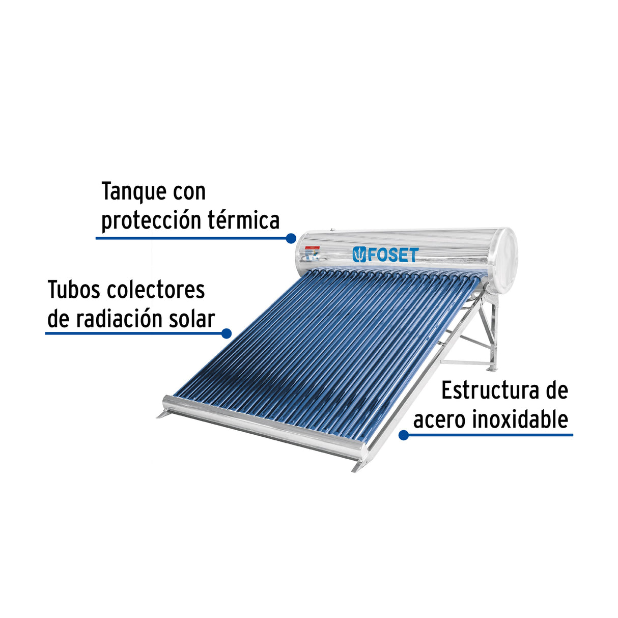 CALENTADOR SOLAR DE AGUA DE 20 TUBOS 240L 7 PERSONAS CALE-20S TRUPER